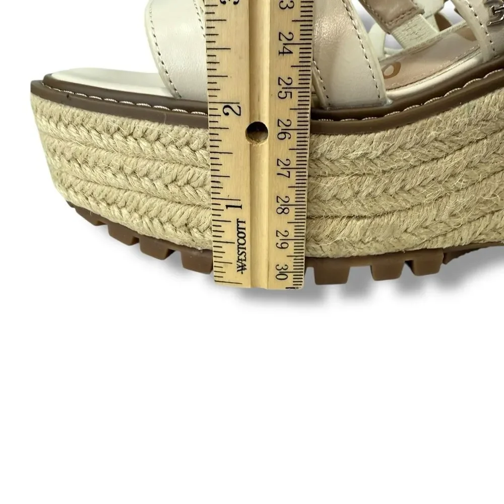NEW Sam Edelman Laine Platform Wedge Espadrille Sandals Ivory Size 9.5 Resort